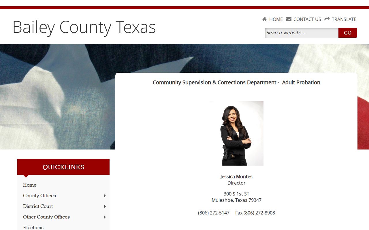 Bailey County Adult Probation office contact page