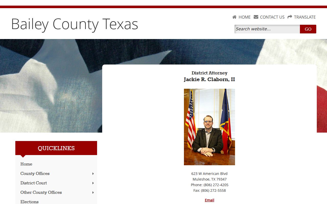 Bailey County District Attorney and victim assistance contact page