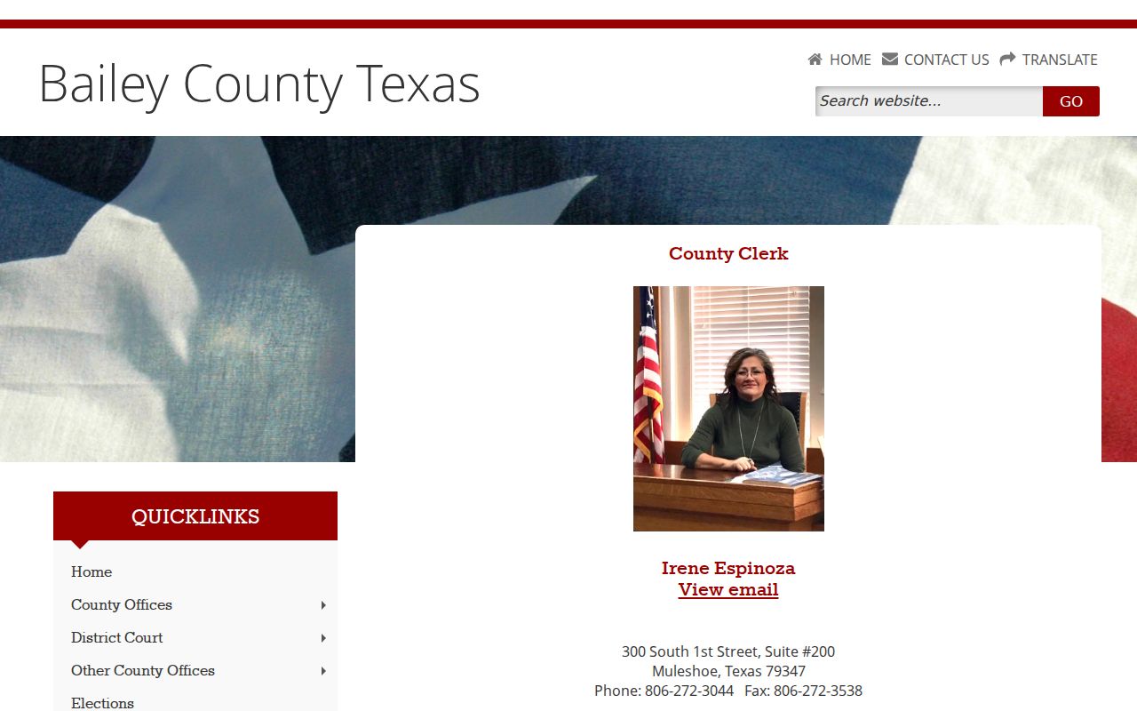 Bailey County Clerk criminal record duties and office hours