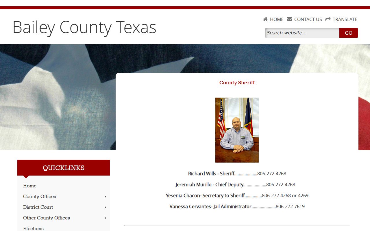 Bailey County Sheriff contact and VINE information