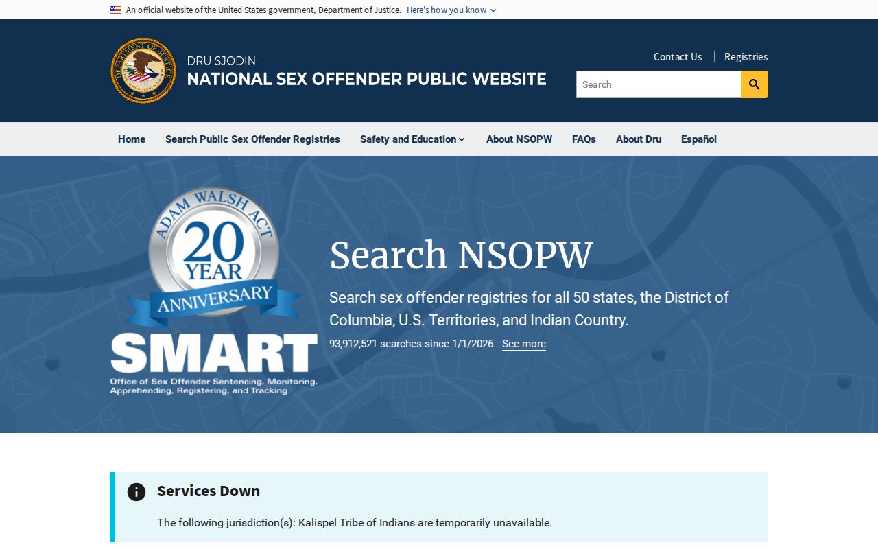 National search used with a Bailey County sex offender check