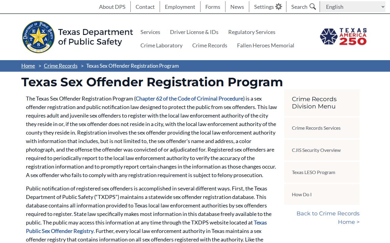 Texas registration guidance for Bailey County sex offender records