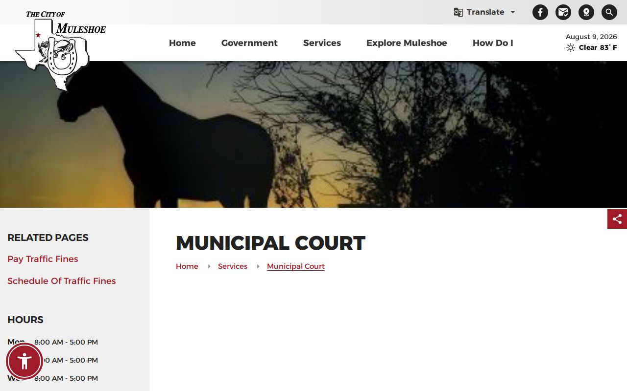 Muleshoe Municipal Court information and contact page